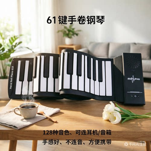 Meideal61键便携折叠手卷钢琴