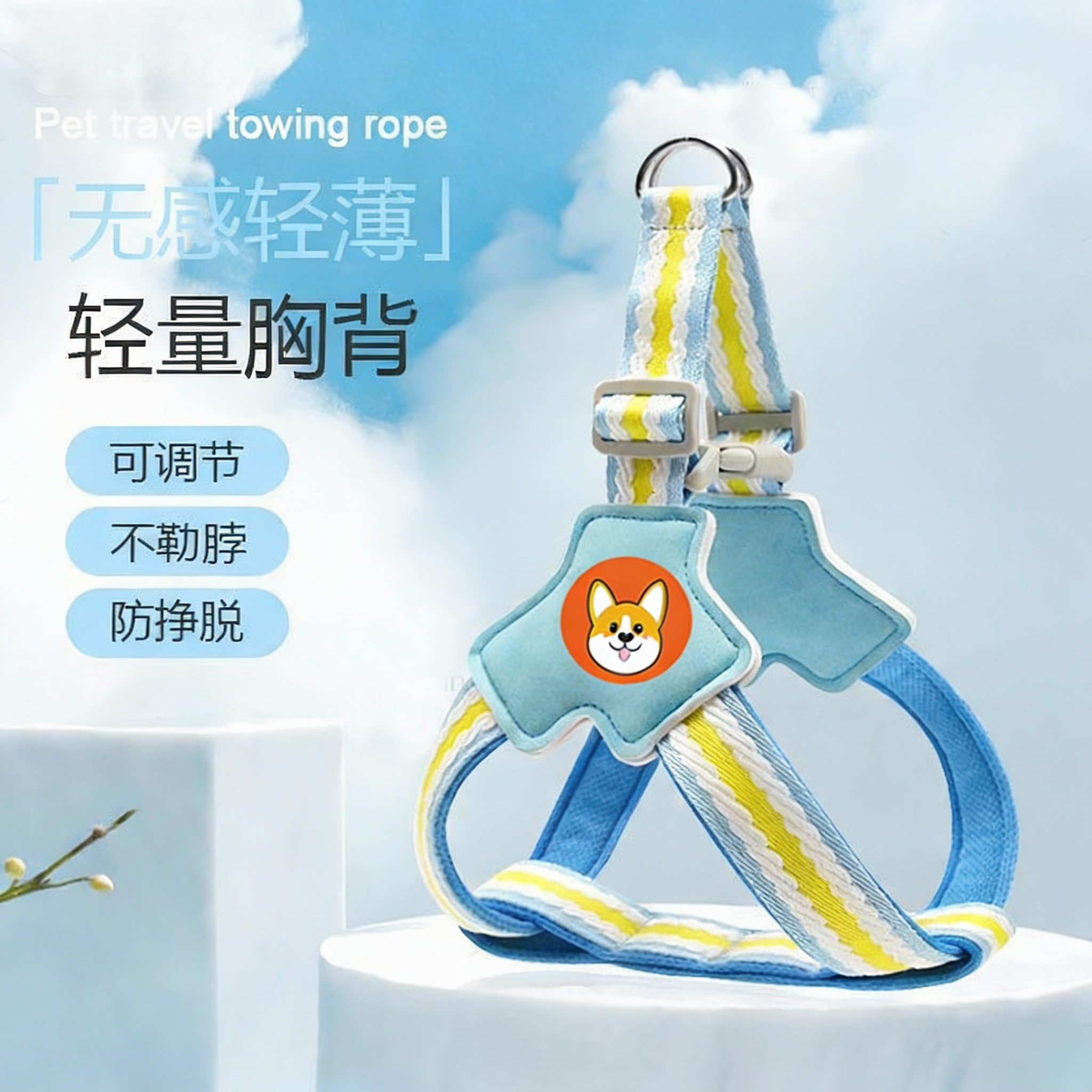 彩虹撞色胸背带狗狗牵引绳柔软透气不勒脖中小型犬遛狗绳子背心式,宠物/宠物食品及用品,狗牵引绳,淘宝优惠券,粉丝福利购,淘宝优惠卷