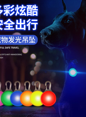 LED狗狗发光吊坠夜光防走失丢宠物夜行灯狗牌夜间遛狗灯泰迪挂坠