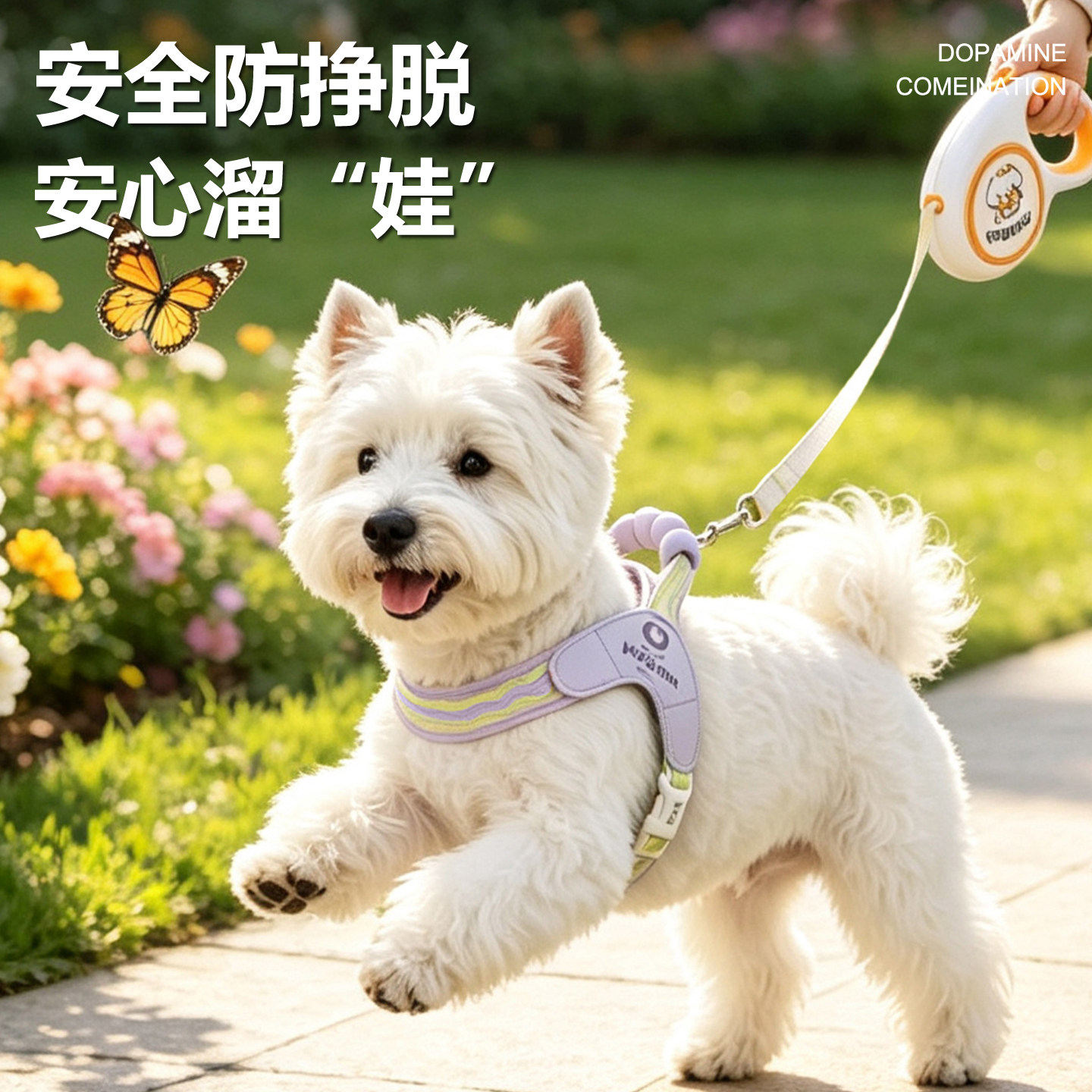 自动伸缩牵引绳胸背带防挣脱不勒图片