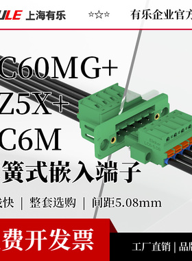 2EDGKDM连接器快速双弹簧穿墙式接线端子排LC60MG+LC6M+LZ5X-5.08