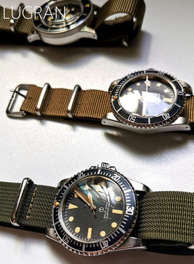 正品Lugrancredos高密度AGT尼龙带NATO 帆布潜水表复古劳 欧康卡