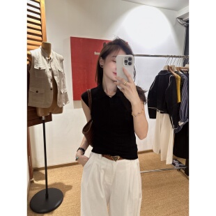 《简雅polo》无袖针织坎肩上衣