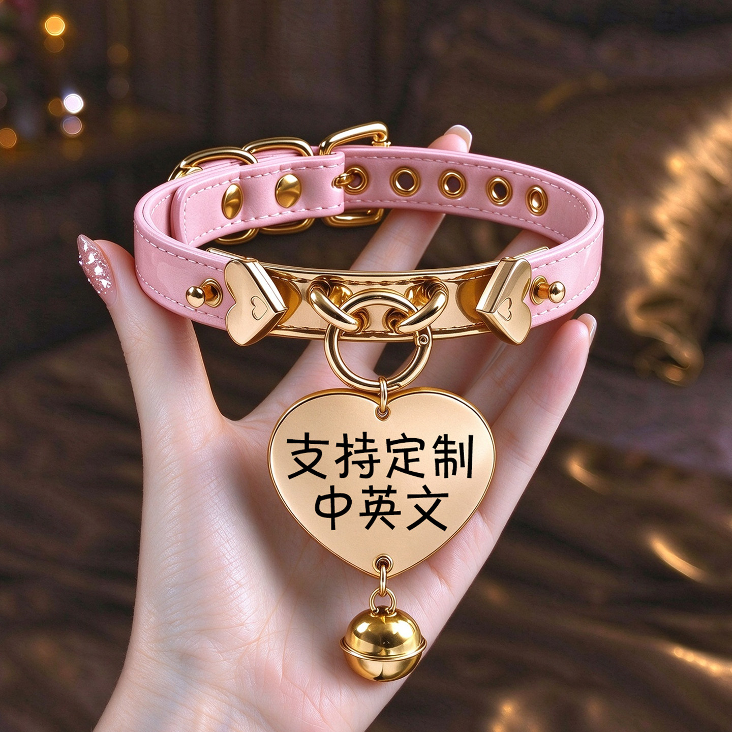 亚文化圆环项圈骨头铭牌项链皮革颈环定制刻字choker小众情侣礼物