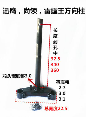 迅鹰30芯方向柱雷霆王尚领电动车电摩方向柱电动车立管电摩立柱