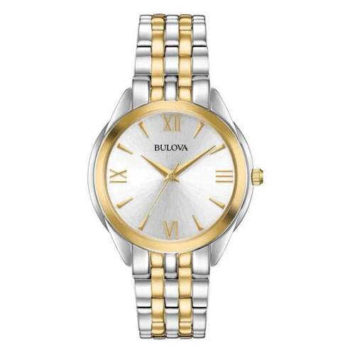 Bulova宝路华女士银金色不锈钢石英手表34MM 98L259