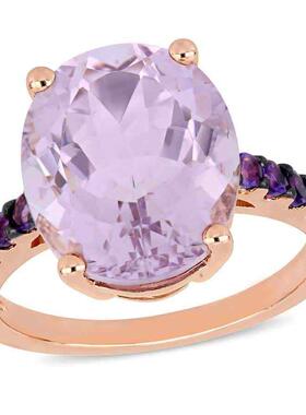 Amour 7 8 CT TGW椭圆形cut Amethyst 玫瑰De France戒指镀