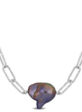 Amour JMS009653项链Sterling Silver白色13 14mm灰Cultured