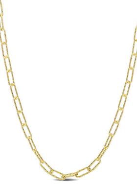 Amour Fancy Paperclip链项链黄色镀纯银18
