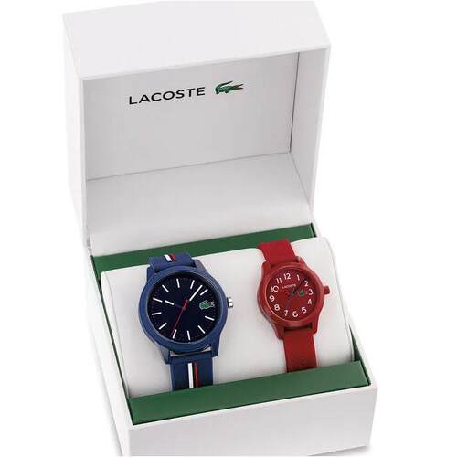 Lacoste 2070016男手表1212海军蓝红色表盘硅胶表带男士