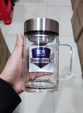 富光超大容量单层带把手玻璃杯