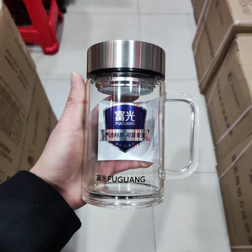 富光超大容量单层带把手玻璃杯