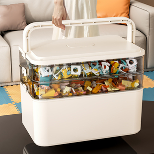 儿童玩具分类积木收纳箱多层透明颗粒零件收纳盒带盖整理箱大容量