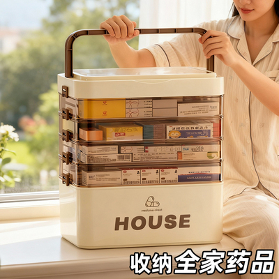 超大容量家用医药箱药品收纳盒多层医疗箱便携药盒家庭装急救箱子