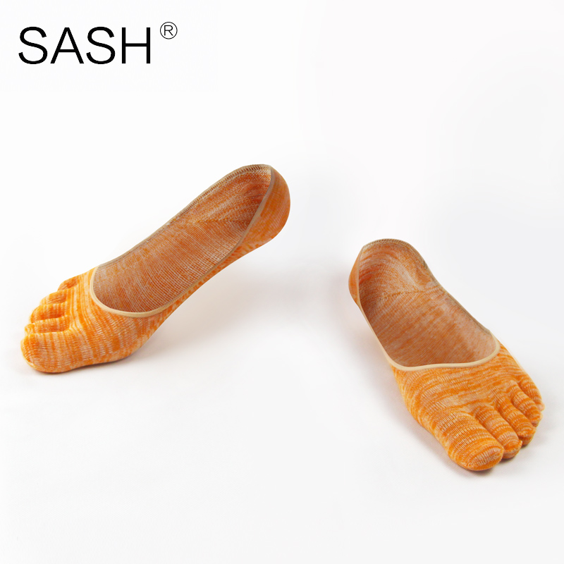 SASH/飒爽五指袜男四季中厚多彩隐形袜运动五趾袜男船袜6双礼盒装