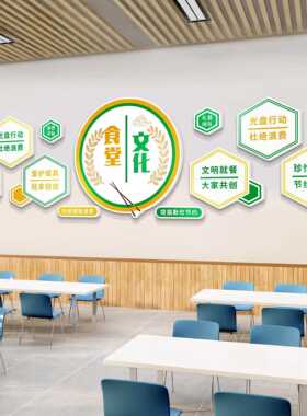 食堂文化墙贴光盘行动节约粮食宣传标语学校职工餐厅墙面装饰挂画