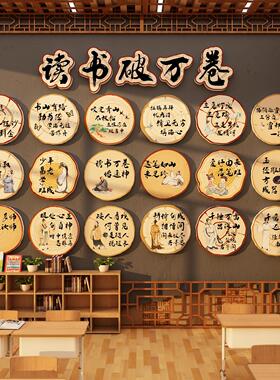 阅读万卷行万里路古诗词文化墙贴