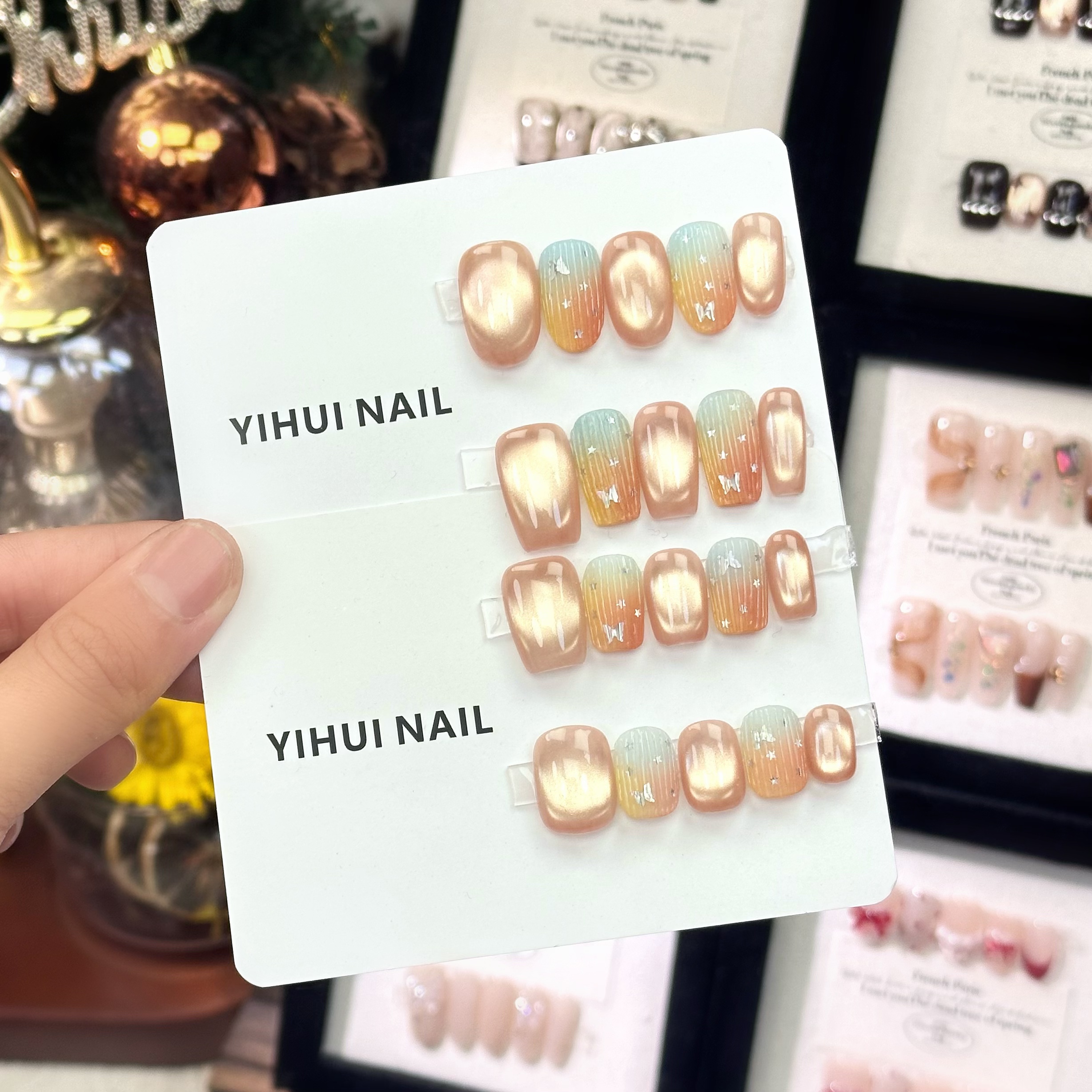 （多巴胺）新春仙女猫眼气质裸色手工显白气质穿戴甲