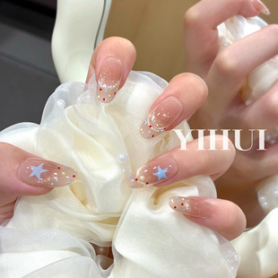 (星波)逸绘法式猫眼美甲香槟金猫眼轻奢显白气质波点手绘穿戴甲