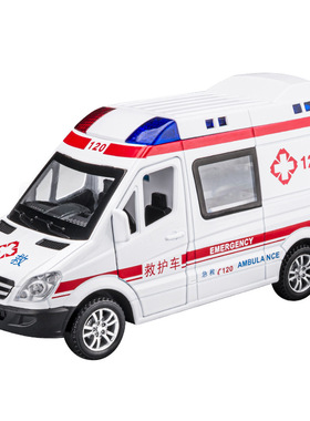 跨境车致32293盒装1/32仿真儿童声光回力合金救护车模型玩具