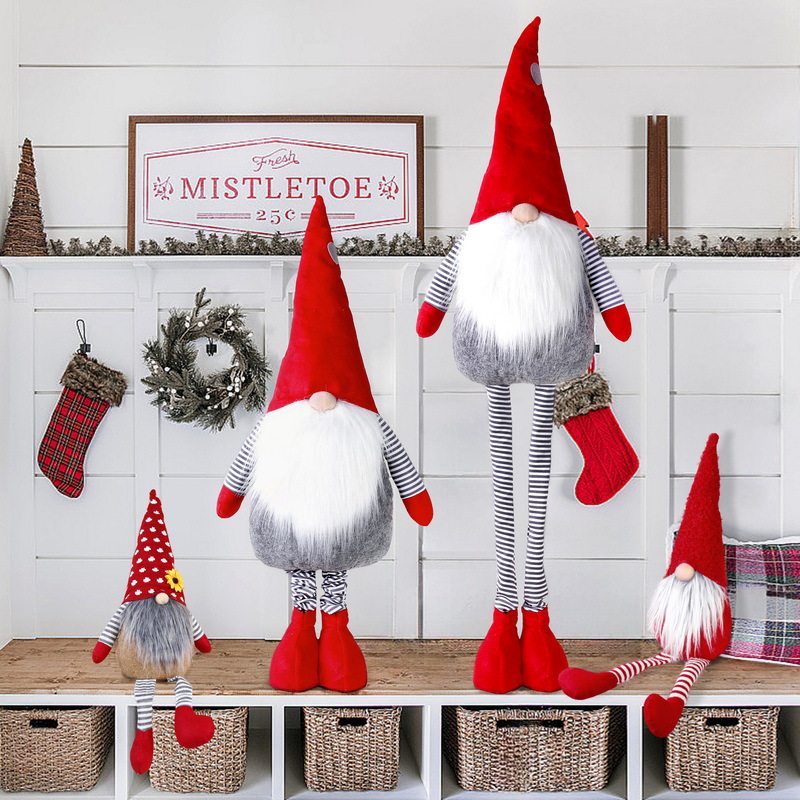 72-105cm伸缩站姿无脸老人摆件圣诞节公仔娃娃商场家居布置