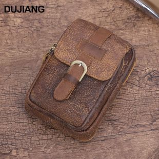 做旧磨皮穿腰带腰包牛皮男包户外挂腰手机钥匙烟盒包真皮便携小包