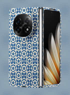 蓝色花卉适用于OPPOFindN5手机壳个性创意oppoFindN3保护套磁吸折叠屏OPPOFINDN3FLIP外壳磨砂简约高级感