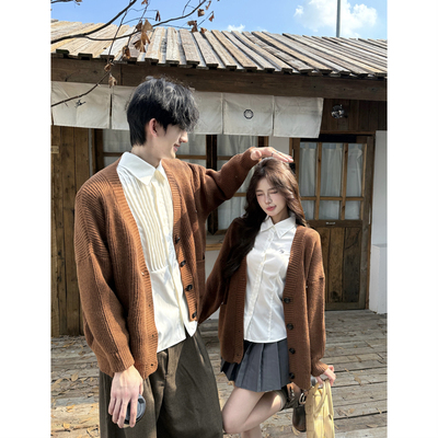 秋冬慵懒风高级感复古棕色系毛衣