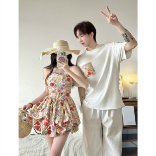 t恤男女连衣裙法式 小众设计感情侣装 短袖 2026韩版 一裙一衣潮 夏季