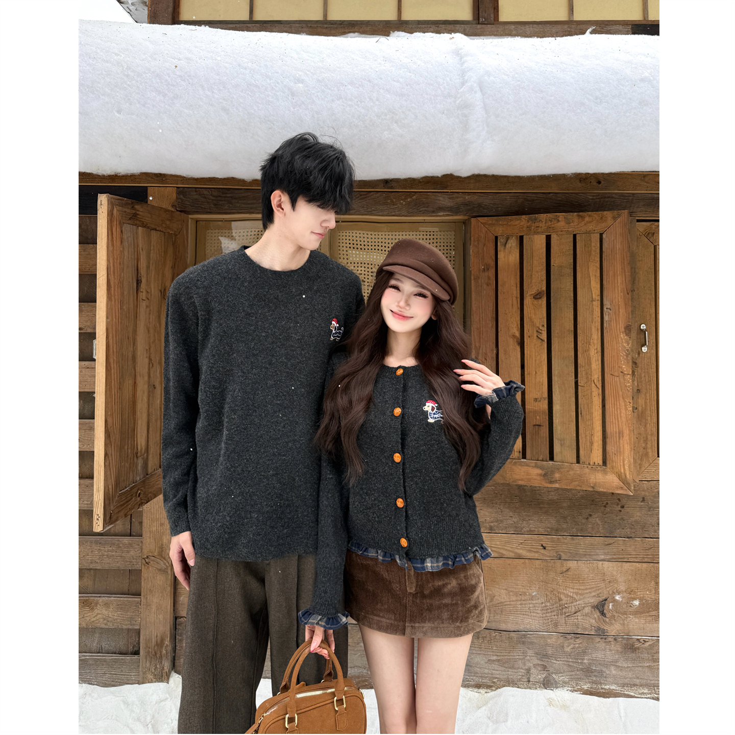 小狗日记冬季慵懒灰色毛衣开衫