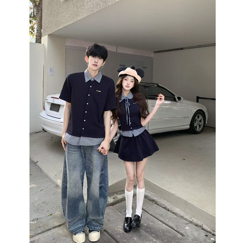 韩系女高学院风显瘦上衣裙子套装