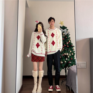 情侣装秋冬新款超火过年红色毛衣男女韩版宽松法式针织衫外套潮牌