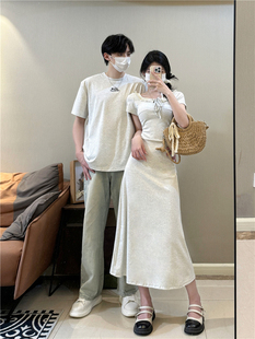 T恤女连衣裙法式 小众设计感情侣装 短袖 2025韩版 一裙一衣ins潮 夏季