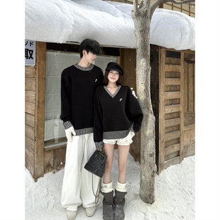 针织衫 情侣装 宽松法式 ins超火毛衣男女韩版 外套潮牌 秋冬2025新款