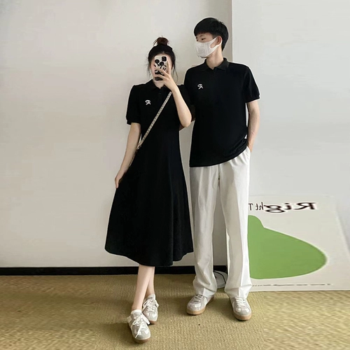 Tide, небольшая дизайнерская летняя парная одежда для влюбленных, футболка с коротким рукавом, платье, юбка, тренд сезона, в корейском стиле, французский стиль