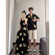 夏季 2025韩版 短袖 小众设计感情侣装 T恤女连衣裙法式 一裙一衣ins潮