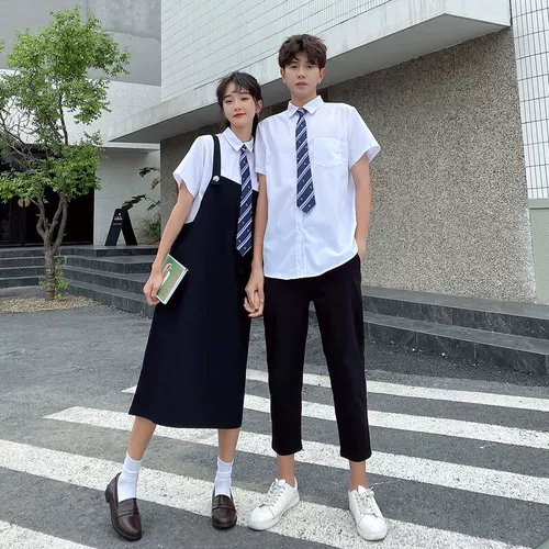 Летний комплект, форма для школьников, платье, длинная юбка, для средней школы, короткий рукав