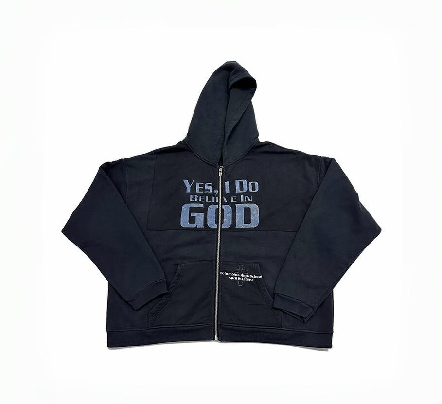 thumbnail for ERD MELANCHOLY RICH SECOND GENERATION BELIEVES IN GOD PLUSH SHORT WIDE FIT AMERICAN ZIPPER HOODIE HOODIE FOR MEN AND WOMEN