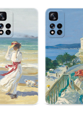 安静的少女适用小米红米note12手机壳11t文艺油画10pro+小清新9/8/7/5唯美4x探索版女款轻薄软十