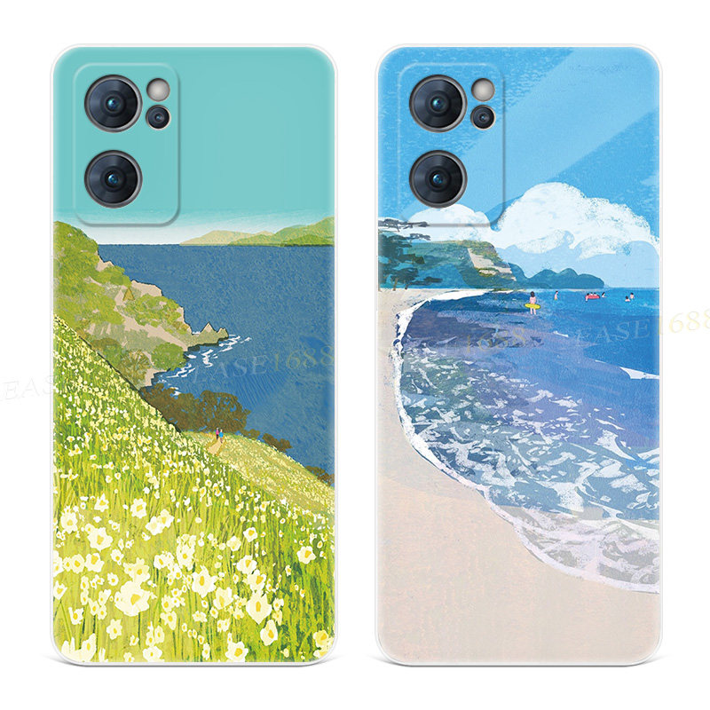 小清新海边适用oppo reno12手机壳11/10/9/8pro+夏日7/6/5K简约4se文艺3唯美油画2z女款Ace耐脏软十一,3C数码配件,手机保护套/壳,淘宝优惠券,粉丝福利购,淘宝优惠卷