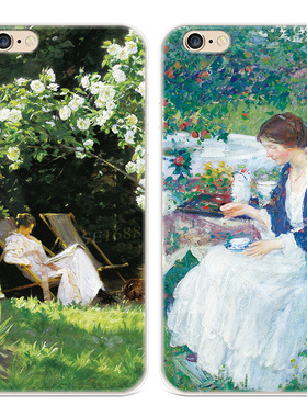 下午茶时光适用iPhone8plus苹果X手机壳6s7艺术感XR油画xsmax小清新女款软se第二2三3代六七八