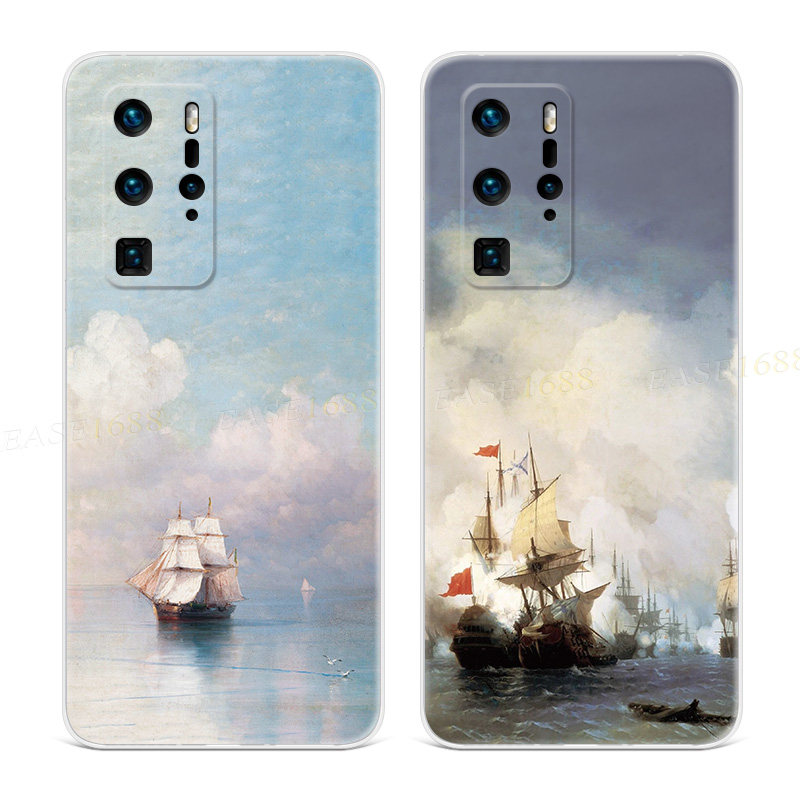 海上帆船适用华为p60手机壳P50p40p30p20pro+油画p10p9plus小清新文艺女款软e十art,3C数码配件,手机保护套/壳,淘宝优惠券,粉丝福利购,淘宝优惠卷