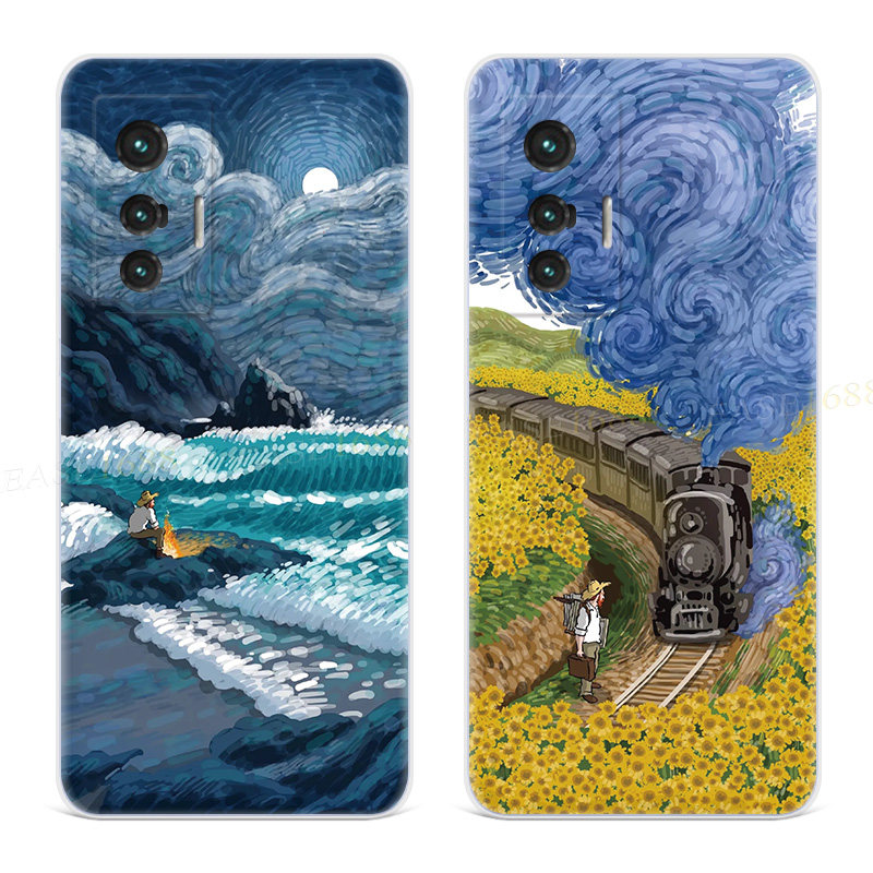 花田火车适用vivo x80手机壳x100x90x70x30pro+梵高x20x9x7x6plus文艺油画风s小清新女款软t