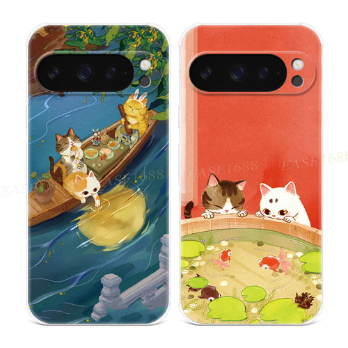 古典文艺猫咪适用谷歌Pixel10手机壳9pro/8/7/6A中国风XL可爱卡通小清新女款气囊防摔软