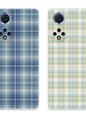 蓝色格子适用华为nova12pro手机壳8se文艺9麦芒11绿色格纹10简约7小清新6活力版5ultra女款软