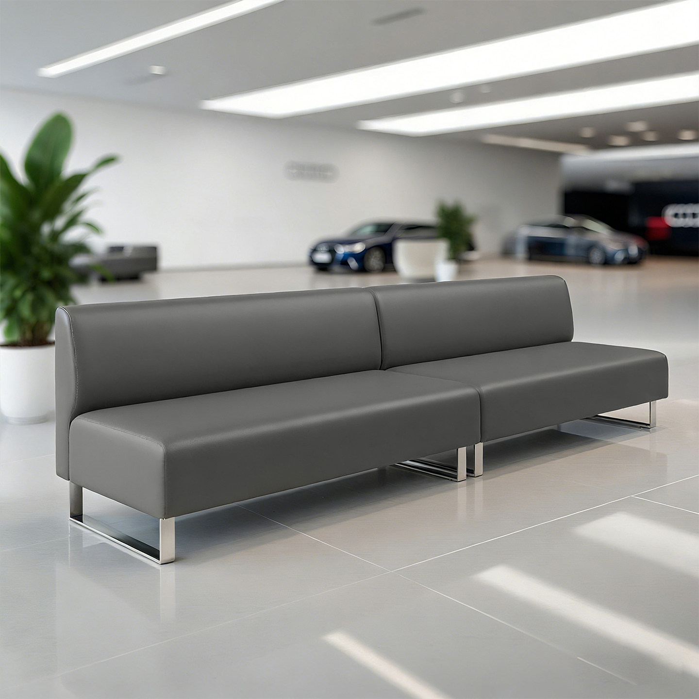 现代简约皮质沙发三人位前台办公室接待区商务会客休息区沙发组合