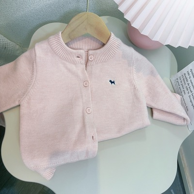 男童女童针织卡通刺绣开衫小狗2025新款秋装儿童宝宝毛衣外套上衣