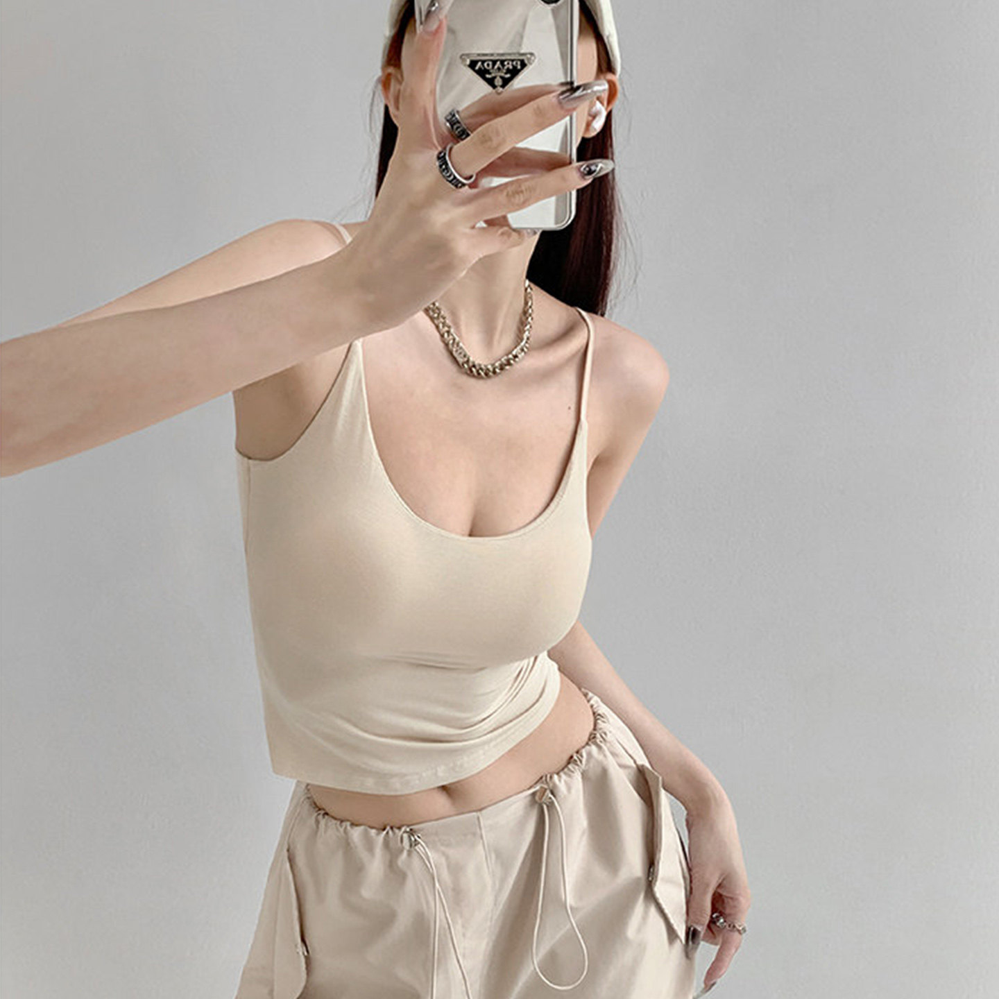 U型美背内衣带胸垫文胸一体内搭吊带背心修身打底外穿辣妹上衣女,女装/女士精品,背心吊带,淘宝优惠券,粉丝福利购,淘宝优惠卷