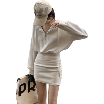 休闲蝙蝠袖收腰修身包臀连衣裙