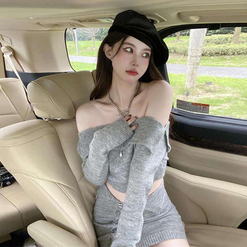 包臀短裙上衣性感两件套辣妹纯欲独特漂亮高级感时尚针织套装女秋